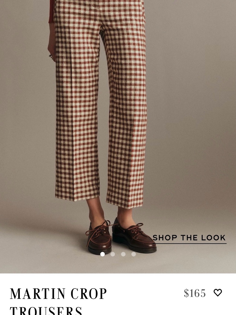 Sézane Martin Crop Trousers - Brown Gingham, Tailored Sz 12